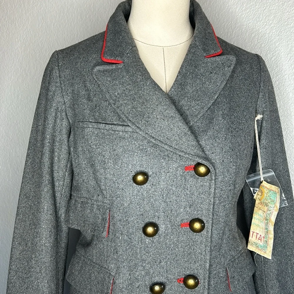 Aratta Silent Journey double breasted wool pea coat - Picture 2 of 9